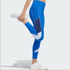 adidas High Rise Athletic Training Leggings Color Block Blue Women’s Size Medium